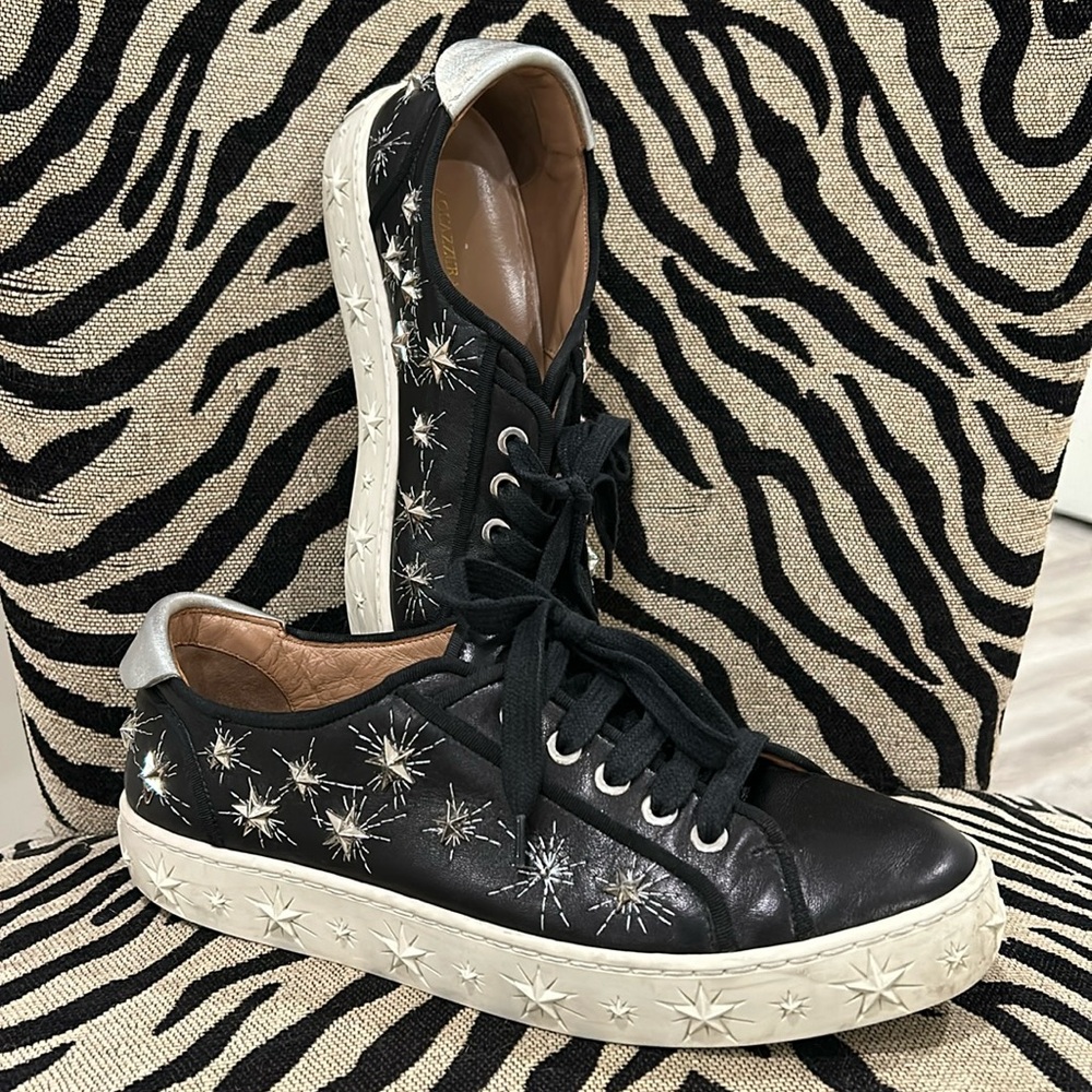 Aquazzura Black and Silver Star Sneakers